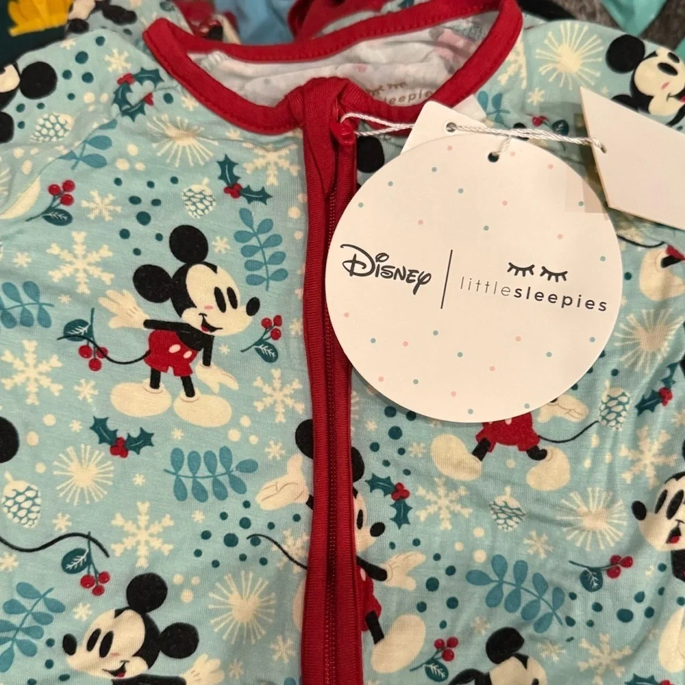 Little Sleepies Mickeys Winter Wonderland Zippy romper bamboo holidays